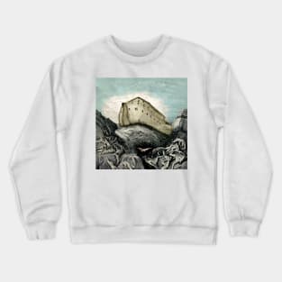 Outside Noah's Ark, flood and death, inside it, animals and God in charge Crewneck Sweatshirt